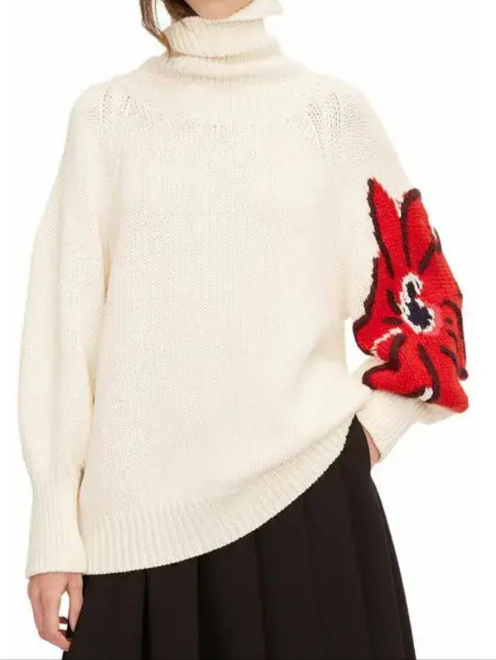 Rebecca Taylor Botanical Intarsia Merinow Ool Turtleneck Chucky Sweater Sz M